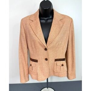 Signature by Larry Levine Women's Blazer Jacket Wool Peach Size 8P Corpcore